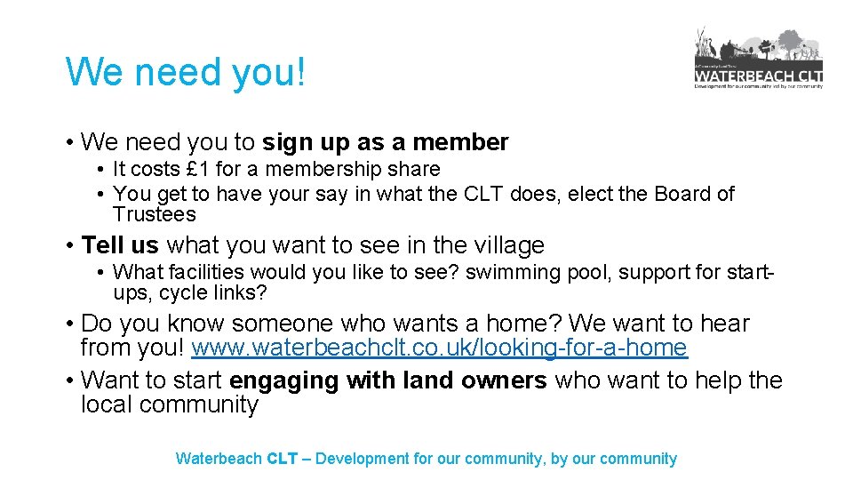 We need you! • We need you to sign up as a member •