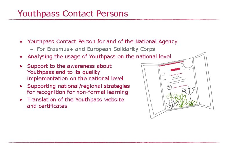 Youthpass Contact Persons • Youthpass Contact Person for and of the National Agency –