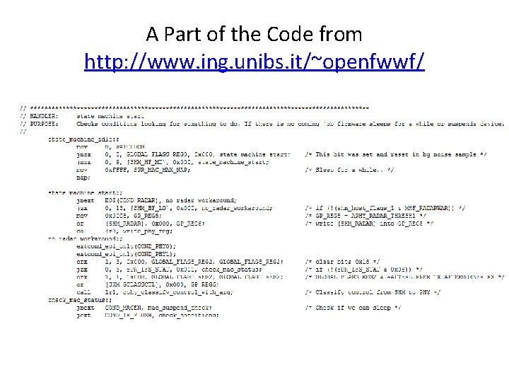 A Part of the Code from http: //www. ing. unibs. it/~openfwwf/ 