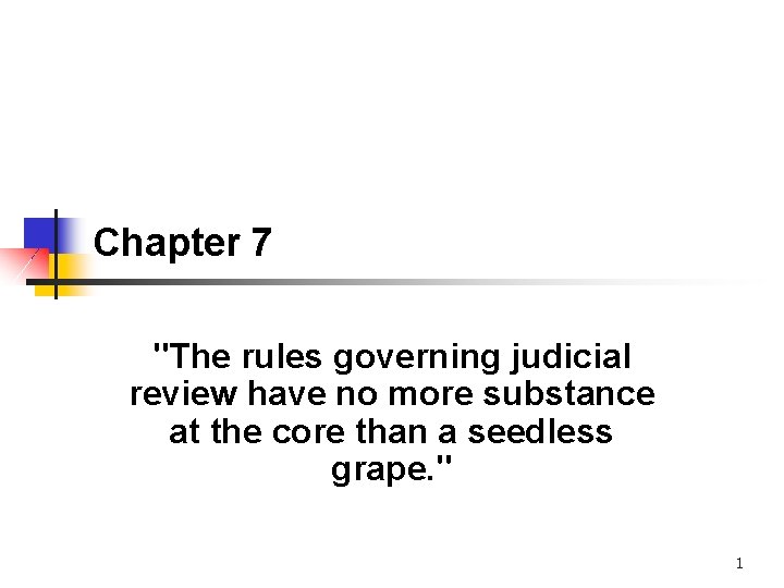 Chapter 7 "The rules governing judicial review have no more substance at the core