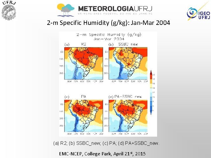 2 -m Specific Humidity (g/kg): Jan-Mar 2004 (a) R 2; (b) SSBC_new; (c) PA;