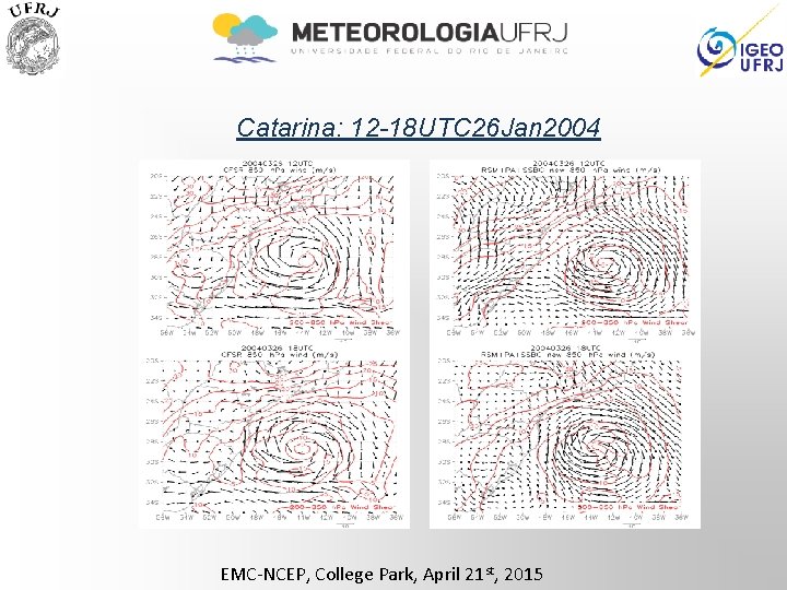 Catarina: 12 -18 UTC 26 Jan 2004 EMC-NCEP, College Park, April 21 st, 2015