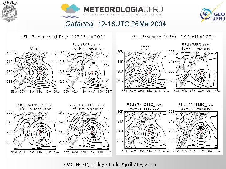 Catarina: 12 -18 UTC 26 Mar 2004 EMC-NCEP, College Park, April 21 st, 2015