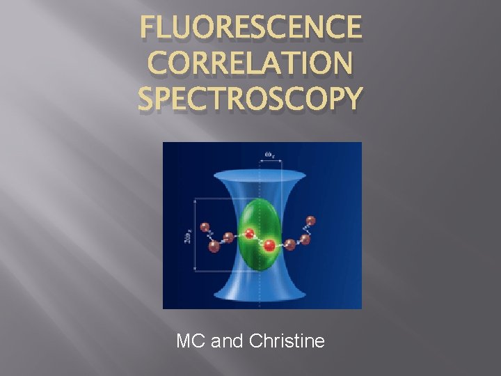 FLUORESCENCE CORRELATION SPECTROSCOPY MC and Christine An Introduction