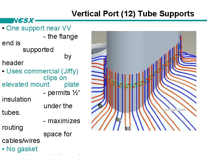 NCSX Vertical Port (12) Tube Supports • One support near VV - the flange