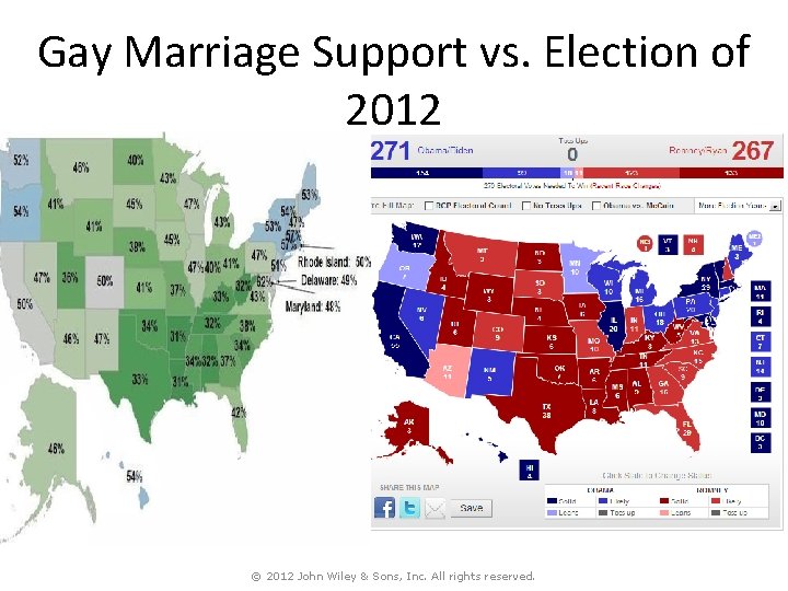 Gay Marriage Support vs. Election of 2012 © 2012 John Wiley & Sons, Inc.