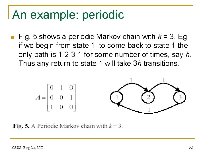 An example: periodic n Fig. 5 shows a periodic Markov chain with k =