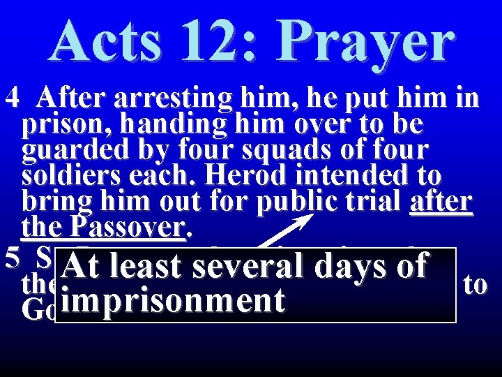 Acts 12: Prayer 4 After arresting him, he put him in prison, handing him Acts 12: Prayer 4 After arresting him, he put him in prison, handing him