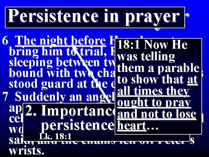 Persistence prayer Acts 12: in. Prayer 6 The night before Herod was to 18: Persistence prayer Acts 12: in. Prayer 6 The night before Herod was to 18: