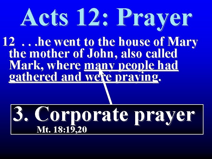 Acts 12: Prayer 12. . . he went to the house of Mary the Acts 12: Prayer 12. . . he went to the house of Mary the