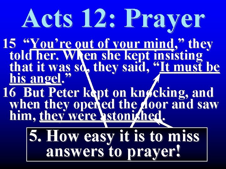 Acts 12: Prayer 15 “You’re out of your mind, ” they told her. When Acts 12: Prayer 15 “You’re out of your mind, ” they told her. When