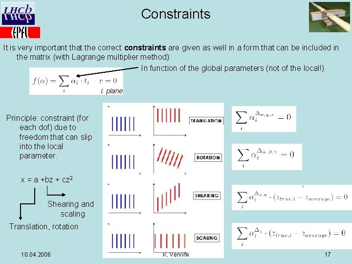 Constraints It is very important that the correct constraints are given as well in