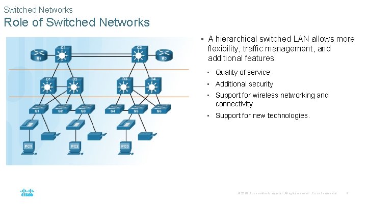 Switched Networks Role of Switched Networks § A hierarchical switched LAN allows more flexibility,