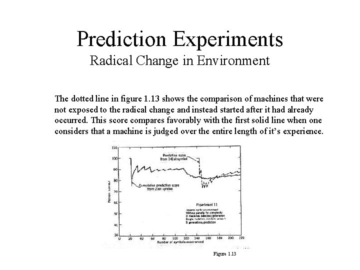Prediction Experiments Radical Change in Environment The dotted line in figure 1. 13 shows