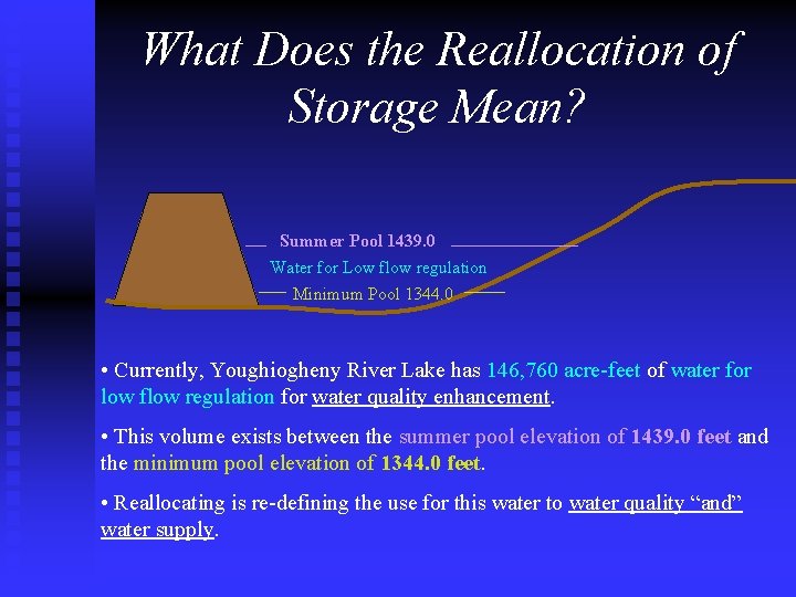 What Does the Reallocation of Storage Mean? Summer Pool 1439. 0 Water for Low