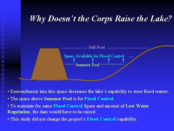 Why Doesn’t the Corps Raise the Lake? Full Pool Space Available for Flood Control