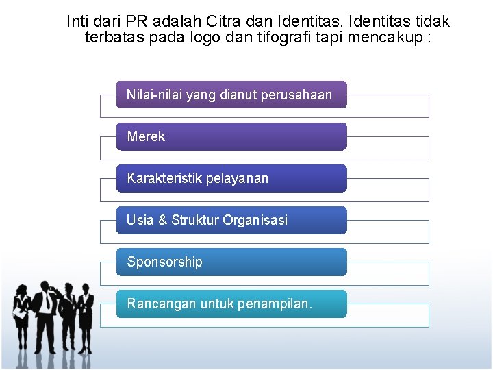 Inti dari PR adalah Citra dan Identitas tidak terbatas pada logo dan tifografi tapi