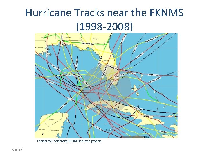 Hurricane Tracks near the FKNMS (1998 -2008) Thanks to J. Schittone (ONMS) for the