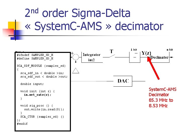 2 nd order Sigma-Delta « System. C-AMS » decimator #ifndef SAMPLER_SD_H #define SAMPLER_SD_H SCA_SDF_MODULE