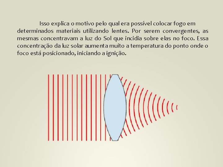 Isso explica o motivo pelo qual era possível colocar fogo em determinados materiais utilizando