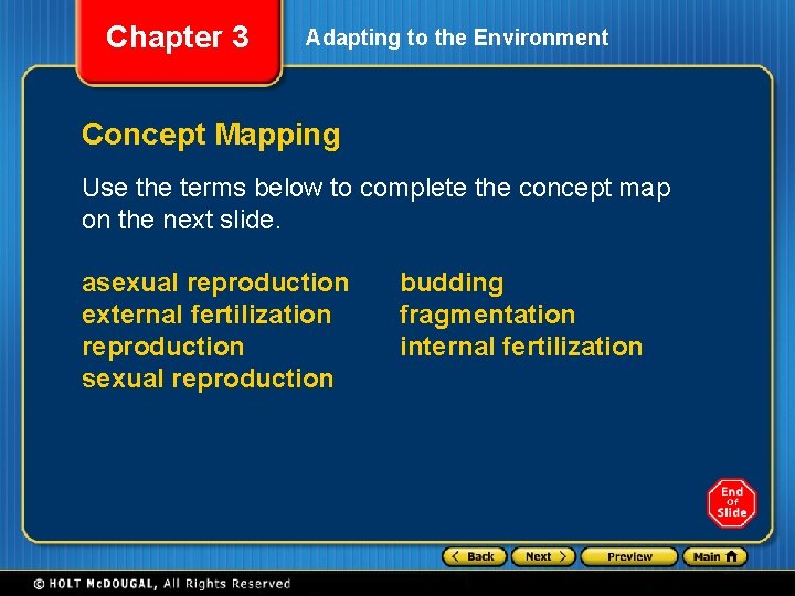 Chapter 3 Adapting to the Environment Concept Mapping Use the terms below to complete