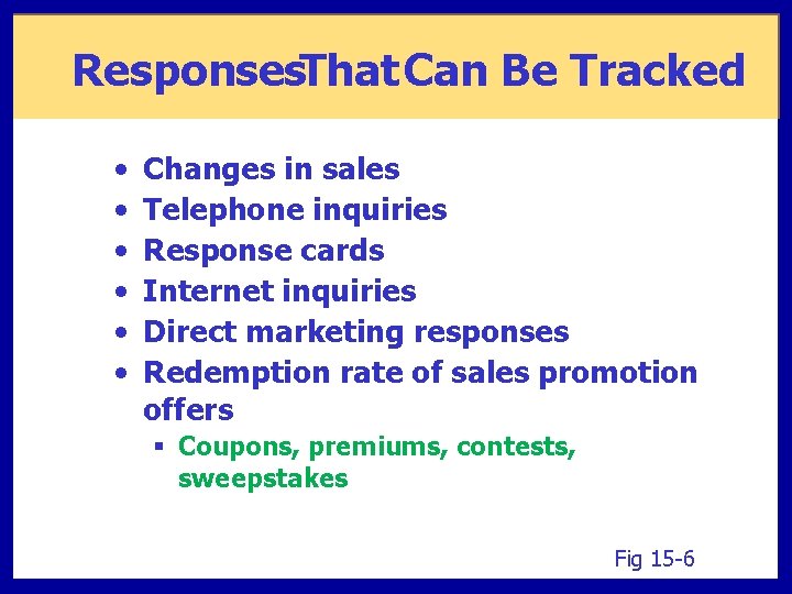 Responses. That Can Be Tracked • • • Changes in sales Telephone inquiries Response