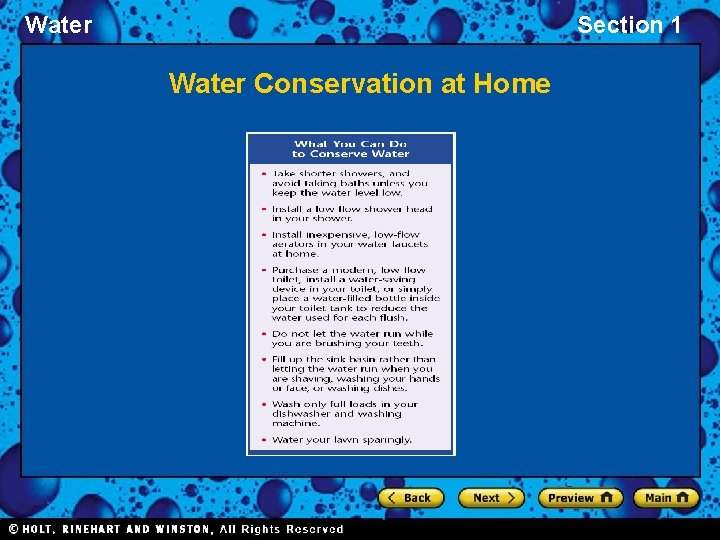 Water Section 1 Water Conservation at Home 