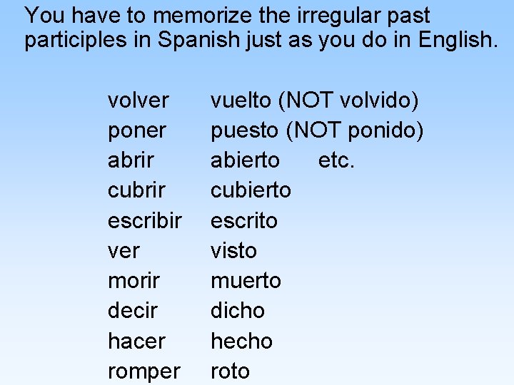 You have to memorize the irregular past participles in Spanish just as you do