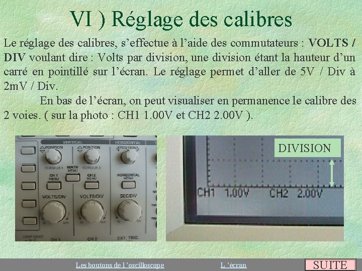 VI ) Réglage des calibres Le réglage des calibres, s’effectue à l’aide des commutateurs