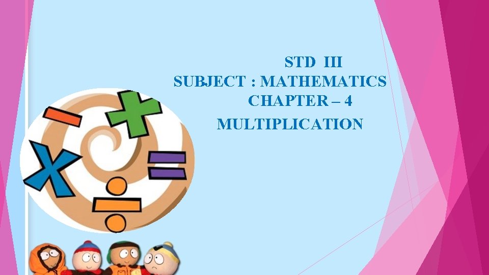 STD III SUBJECT : MATHEMATICS CHAPTER – 4 MULTIPLICATION 