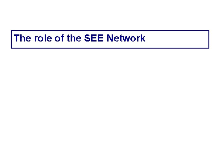 The role of the SEE Network 