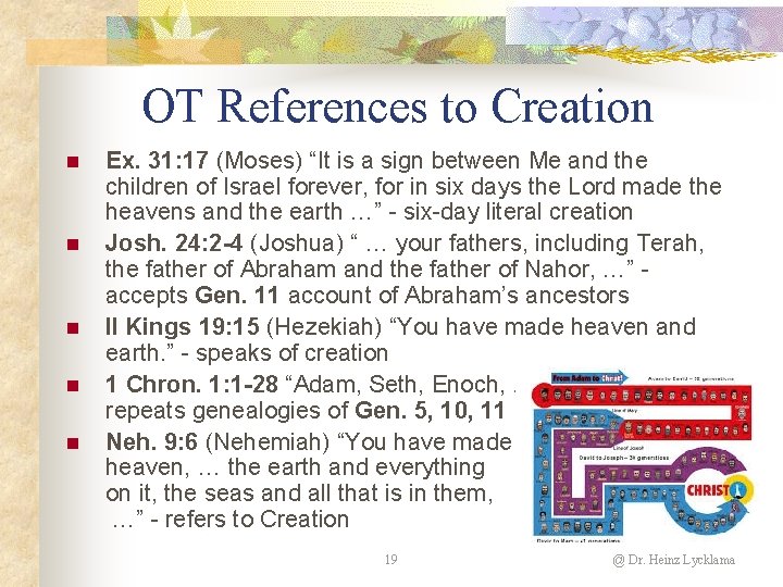 OT References to Creation n n Ex. 31: 17 (Moses) “It is a sign OT References to Creation n n Ex. 31: 17 (Moses) “It is a sign