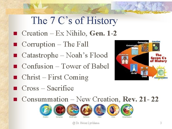 The 7 C’s of History n n n n Creation – Ex Nihilo, Gen. The 7 C’s of History n n n n Creation – Ex Nihilo, Gen.