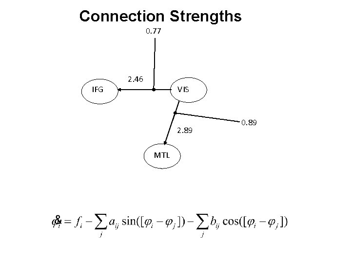 Connection Strengths 0. 77 IFG 2. 46 VIS 2. 89 MTL 0. 89 