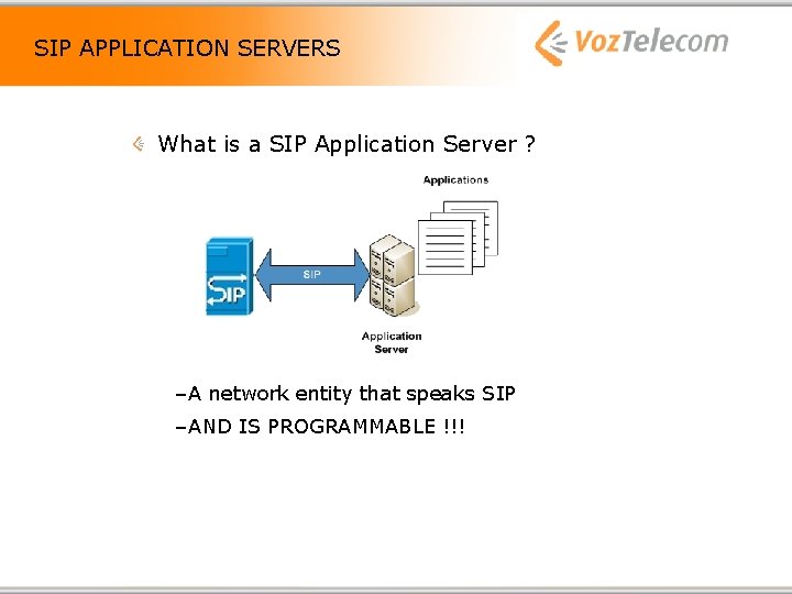 SIP APPLICATION SERVERS What is a SIP Application Server ? –A network entity that