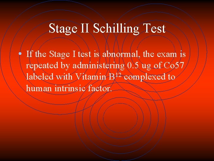 Stage II Schilling Test • If the Stage I test is abnormal, the exam