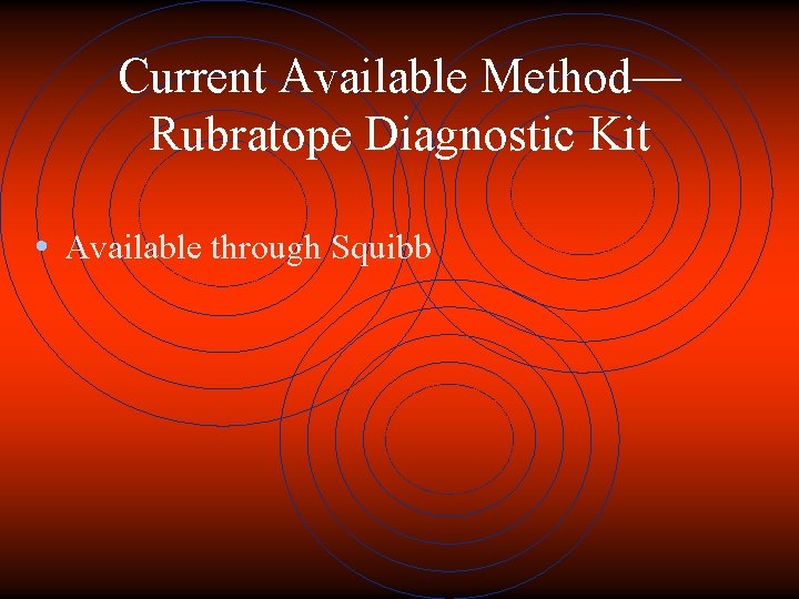 Current Available Method— Rubratope Diagnostic Kit • Available through Squibb 