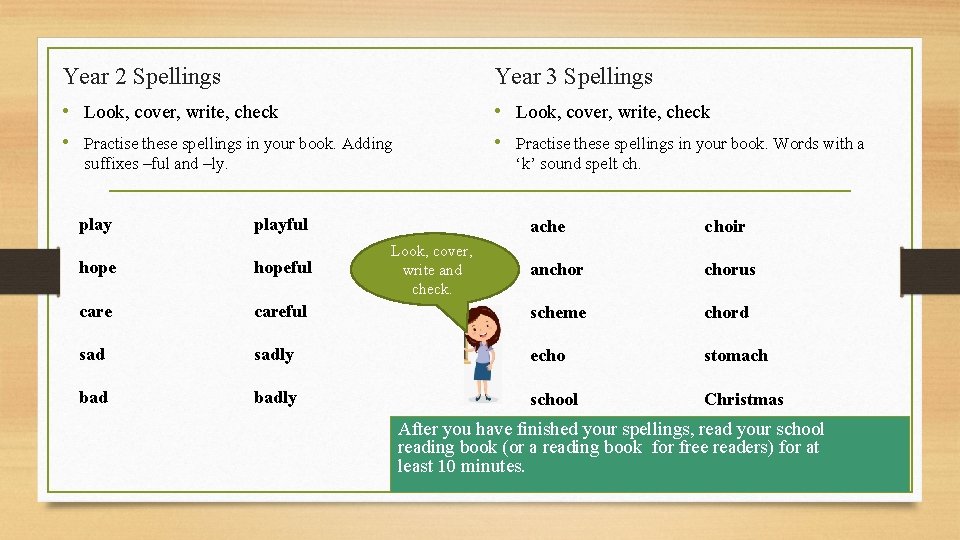 Year 2 Spellings Year 3 Spellings • Look, cover, write, check • Practise these