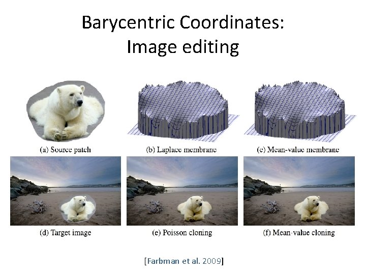 Barycentric Coordinates: Image editing [Farbman et al. 2009] 