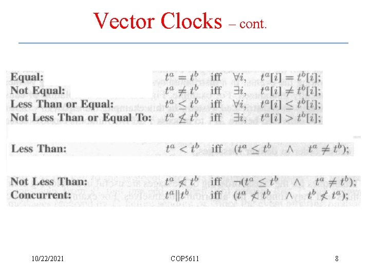 Outline Theoretical Foundations continued Vector clocks review Casual