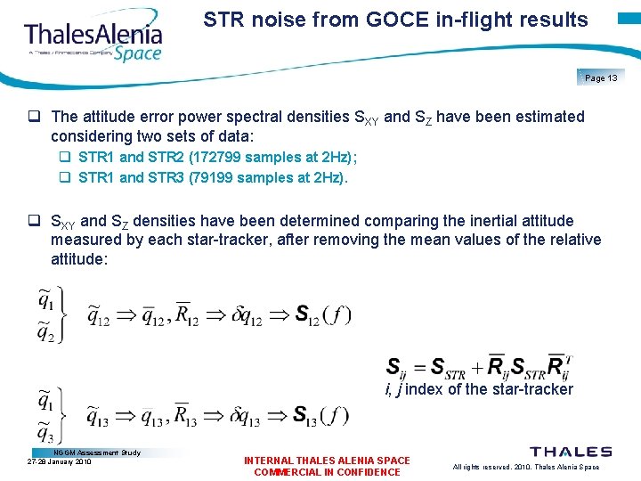 STR noise from GOCE in-flight results Page 13 q The attitude error power spectral