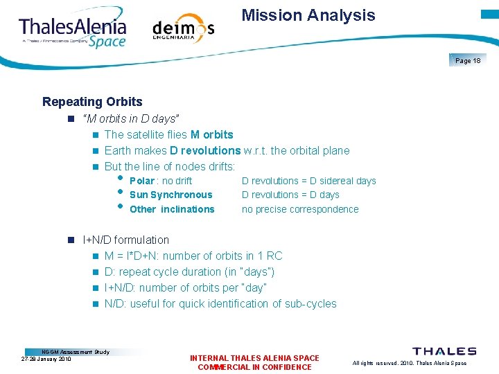 Mission Analysis Page 18 Repeating Orbits “M orbits in D days” The satellite flies