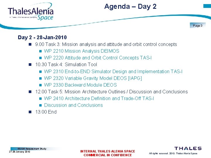 Agenda – Day 2 Page 3 Day 2 - 28 -Jan-2010 9. 00 Task