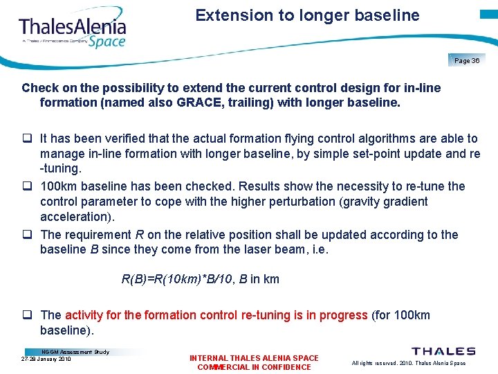 Extension to longer baseline Page 36 Check on the possibility to extend the current