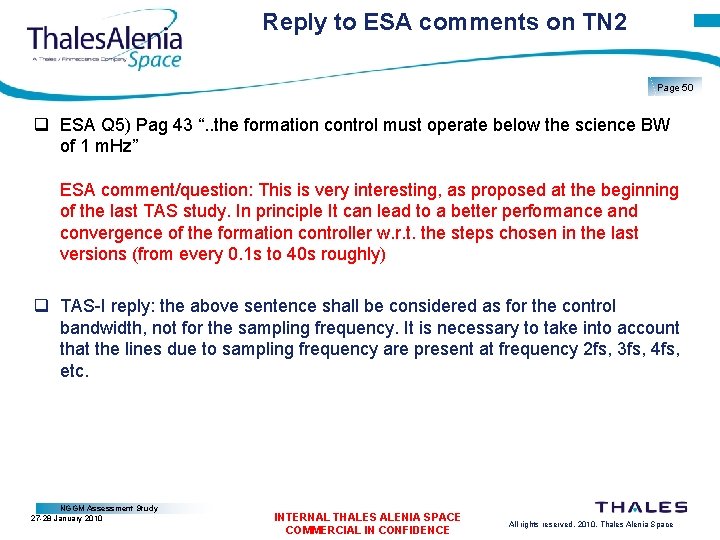Reply to ESA comments on TN 2 Page 50 q ESA Q 5) Pag
