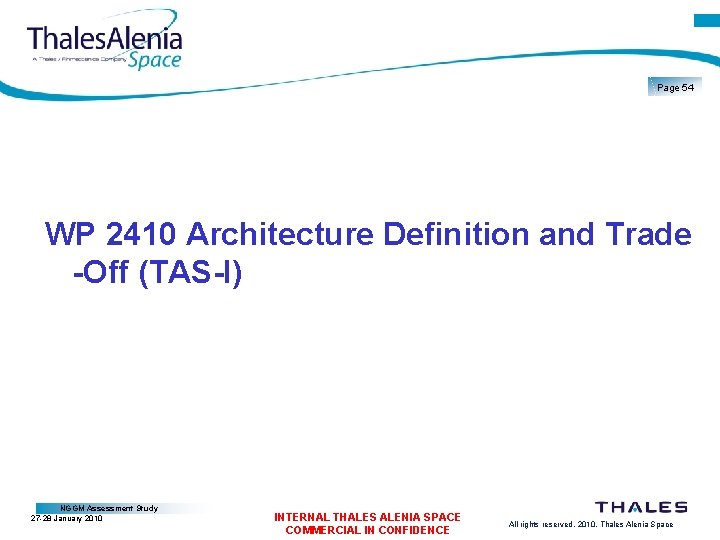 Page 54 WP 2410 Architecture Definition and Trade -Off (TAS-I) NGGM Assessment Study 27