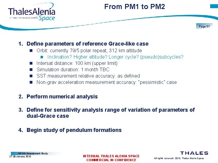 From PM 1 to PM 2 Page 57 1. Define parameters of reference Grace-like