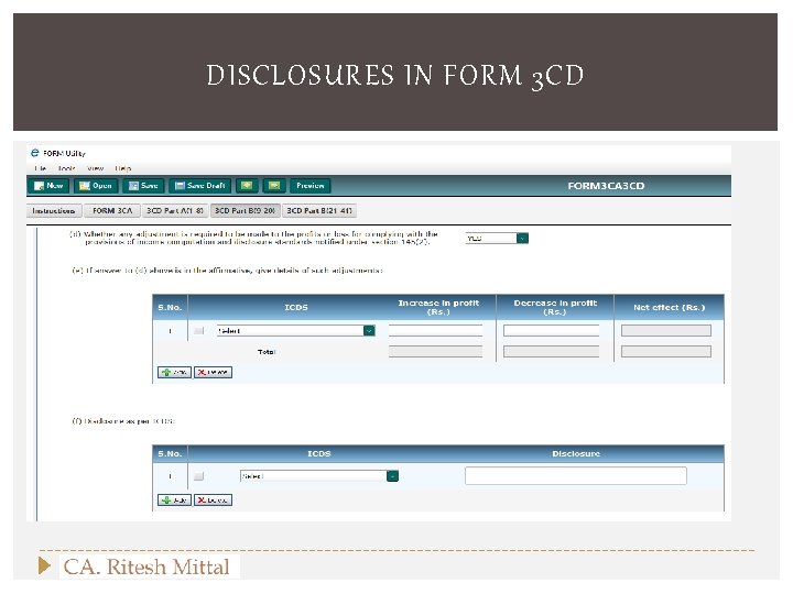 DISCLOSURES IN FORM 3 CD 