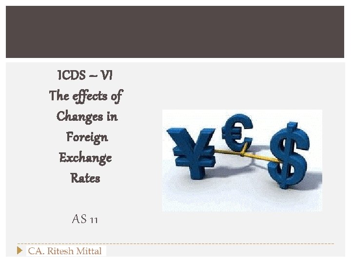 ICDS – VI The effects of Changes in Foreign Exchange Rates AS 11 