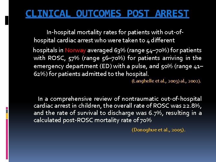 CLINICAL OUTCOMES POST ARREST In-hospital mortality rates for patients with out-ofhospital cardiac arrest who